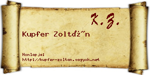 Kupfer Zoltán névjegykártya